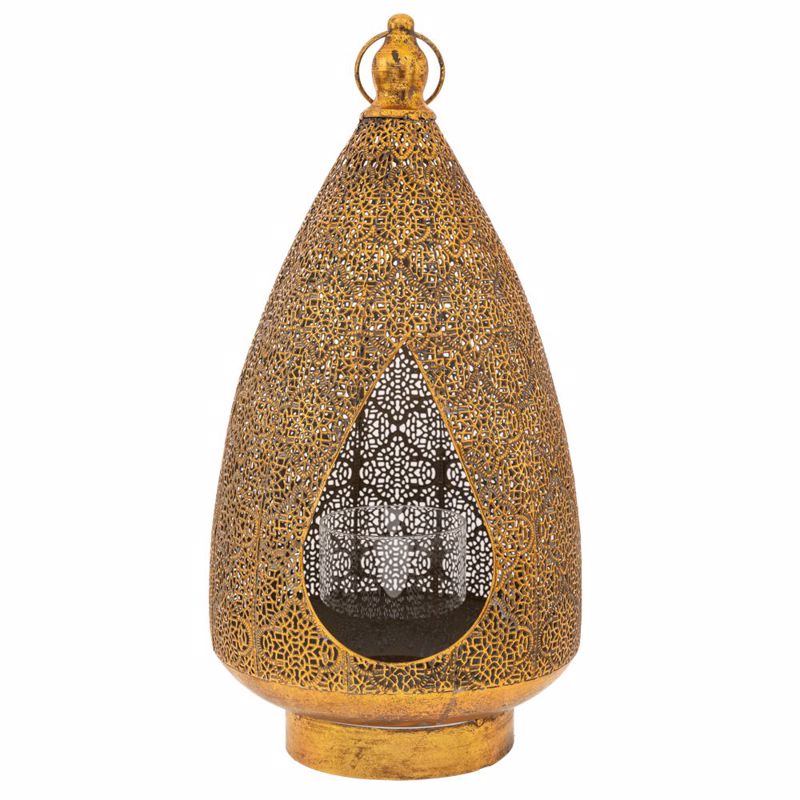 Iliadis Κηροπήγιο Μεταλλικό Χρυσό με Γυαλί Φ25x50cm 889