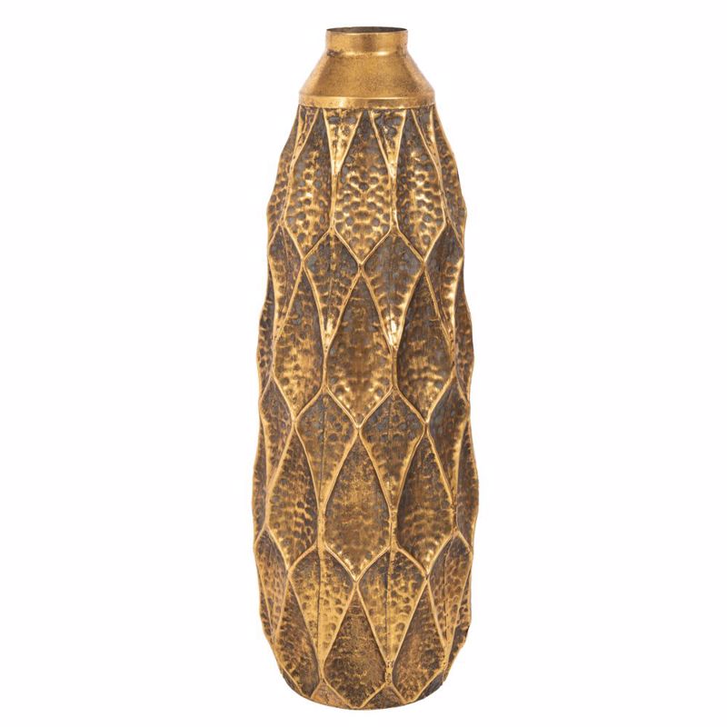 Iliadis Βάζο Ανάγλυφο Μεταλλικό Χρυσό Φ26.5x71cm 88949