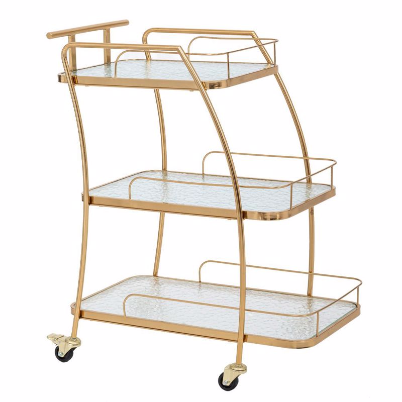 Iliadis Τραπεζάκι Τρόλεϊ Μεταλλικό Χρυσό με 3 Επίπεδα κ