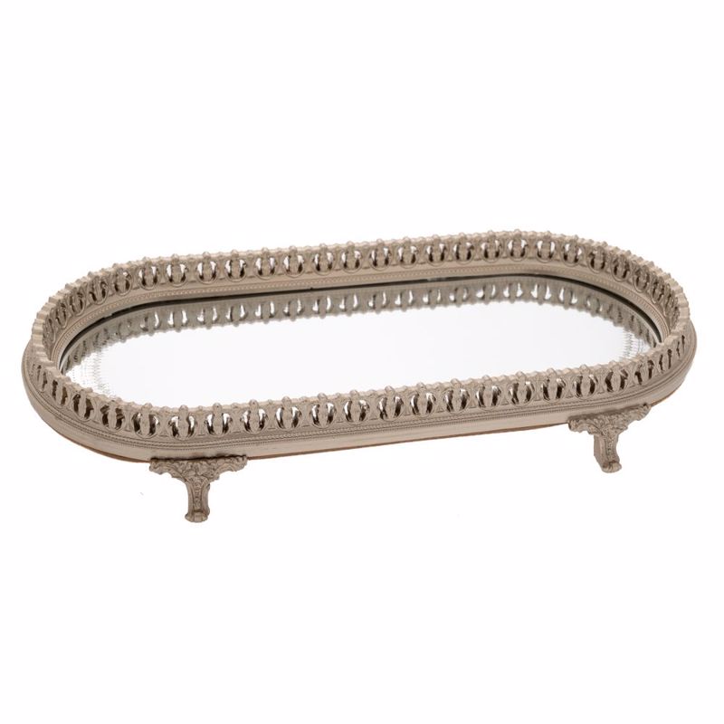 Iliadis Δίσκος Resin Ασημί με Επιφάνεια Καθρέπτη 41x20x