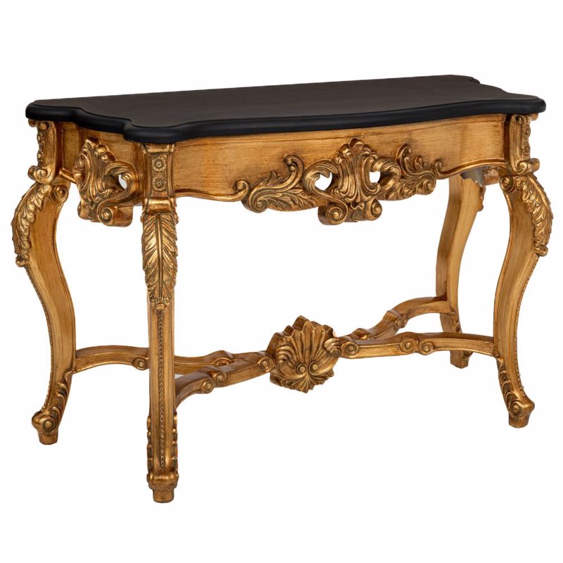 Iliadis - ΣΗΜΑΝΤΙΚΟ: Σε περίπτωση διαφοράς τιμής από το κατάστημα ισχύει παντα και μόνο η τιμή του καταστήματος Iliadis Κονσόλα Vintage Χρυσή MDF/PU με Μαύρη Επιφάνεια