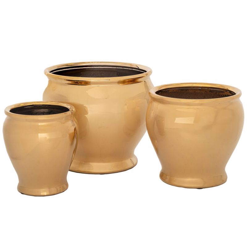 Γλάστρες - Ζαρντινιέρες agiovlasitishome - ΣΗΜΑΝΤΙΚΟ: Σε περίπτωση διαφοράς τιμής από το κατάστημα ισχύει παντα και μόνο η τιμή του καταστήματος Iliadis Σετ των 3 Κασπώ Κεραμικό Χρυσό Φ36x30cm 89217