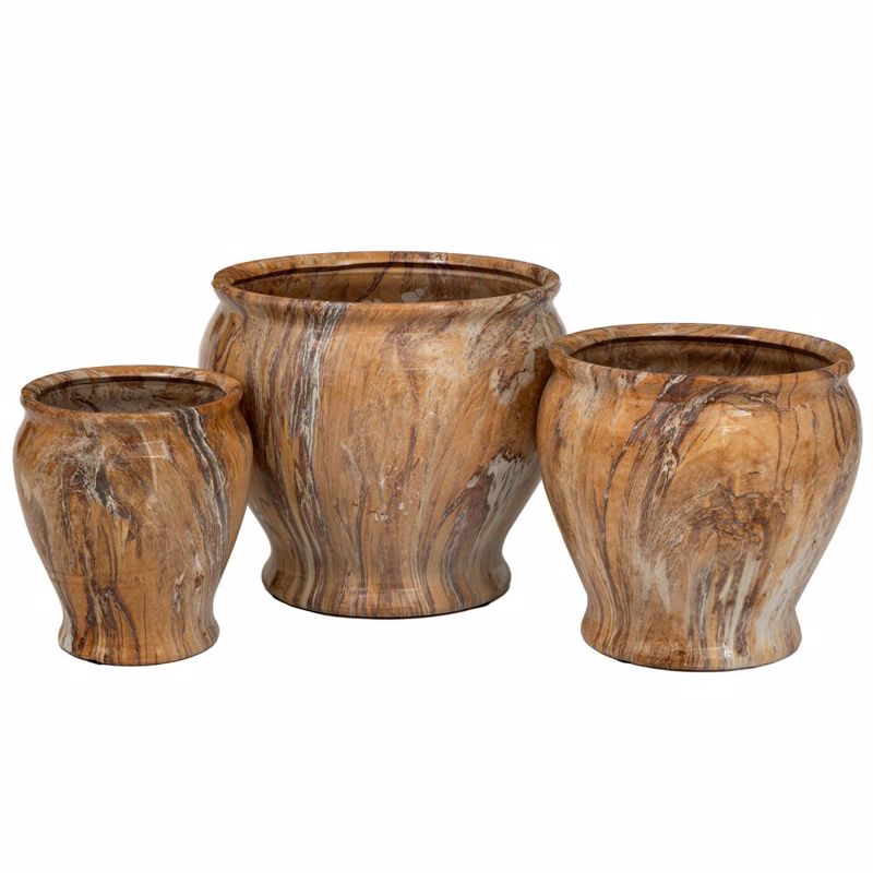 Iliadis Σετ των 3 Κασπώ Κεραμικό με εφέ Κρεμ Μαρμάρου Φ