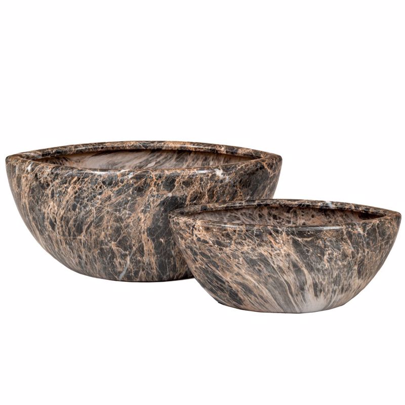 Γλάστρες - Ζαρντινιέρες agiovlasitishome - ΣΗΜΑΝΤΙΚΟ: Σε περίπτωση διαφοράς τιμής από το κατάστημα ισχύει παντα και μόνο η τιμή του καταστήματος Iliadis Σετ των 2 Κασπώ Οβάλ Κεραμικό με εφέ Σκούρου Μα