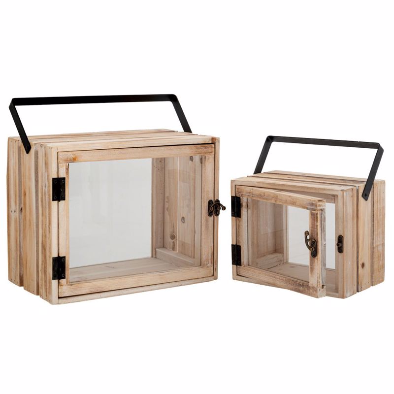 Κηροπήγια, Κεριά, Αρωματικά χώρου agiovlasitishome - ΣΗΜΑΝΤΙΚΟ: Σε περίπτωση διαφοράς τιμής από το κατάστημα ισχύει παντα και μόνο η τιμή του καταστήματος Iliadis Σετ των 2 Φανάρι Ξύλινο Ορθογώνιο με Μαύρο Χερο