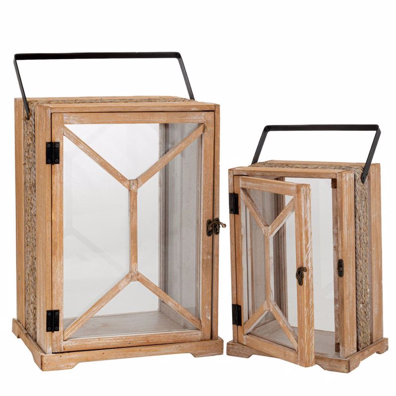 Iliadis - ΣΗΜΑΝΤΙΚΟ: Σε περίπτωση διαφοράς τιμής από το κατάστημα ισχύει παντα και μόνο η τιμή του καταστήματος Iliadis Σετ των 2 Φανάρι Ξύλινο Λευκό με Μαύρο Χερούλι