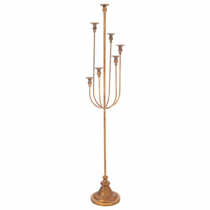 Iliadis Κηροπήγιο 7 Θέσεων Μεταλλικό Χρυσό 30x30x140cm 