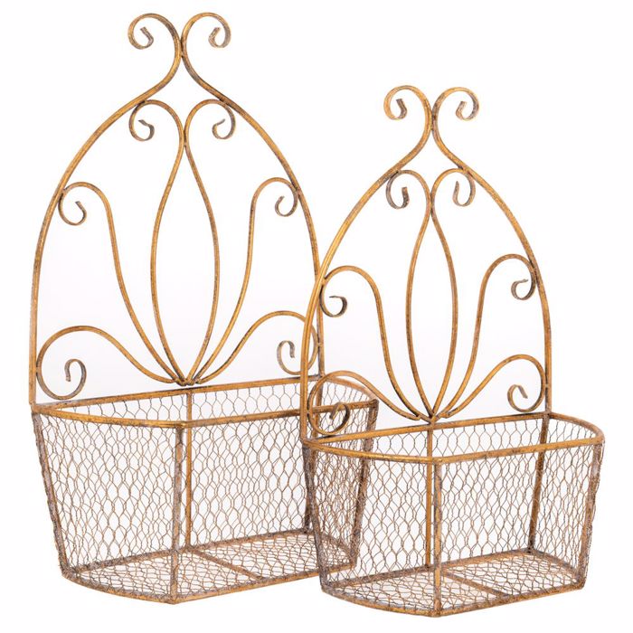 Iliadis Set ton 2 Kalathi Metalliko Xruso 40x19x63cm 89326