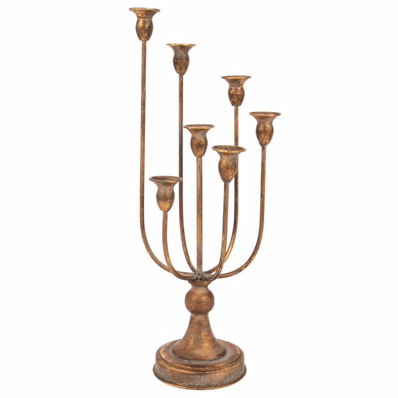 Iliadis Κηροπήγιο 7 Θέσεων Μεταλλικό Χρυσό 20x20x51cm 8