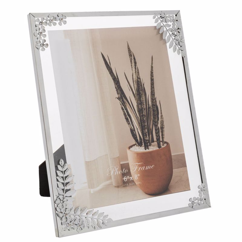 Iliadis Κορνίζα Μεταλλική Ασημί με Σχέδιο Λουλούδι στις