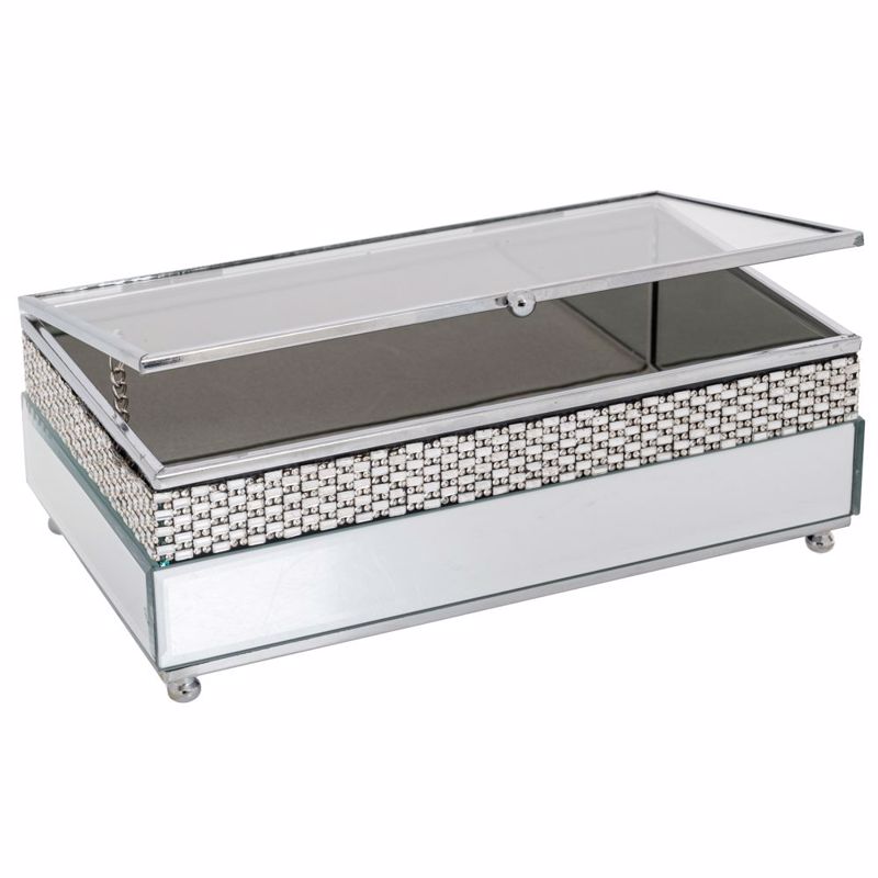 Iliadis Μπιζουτιέρα Μεταλλική Ασημί με Καθρέπτη 21x13x7