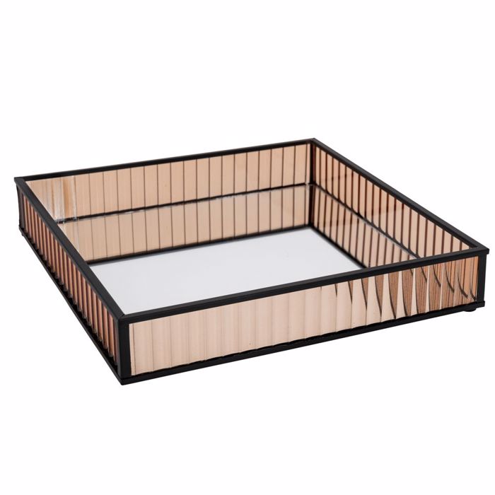 Iliadis Diskos Gyalinos Meli me Kathrepti kai Mavres Metallikes Gnies 25x25cm 89397