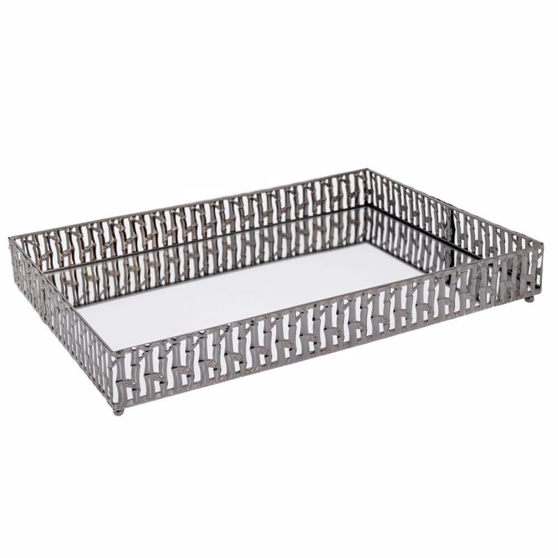 Iliadis Δίσκος Μεταλλικός Ασημί με Καθρέπτη 35x25cm 894