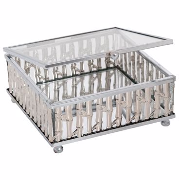 Iliadis Μπιζουτιέρα Μεταλλική Ασημί με Καθρέπτη 12x12x5cm 89409