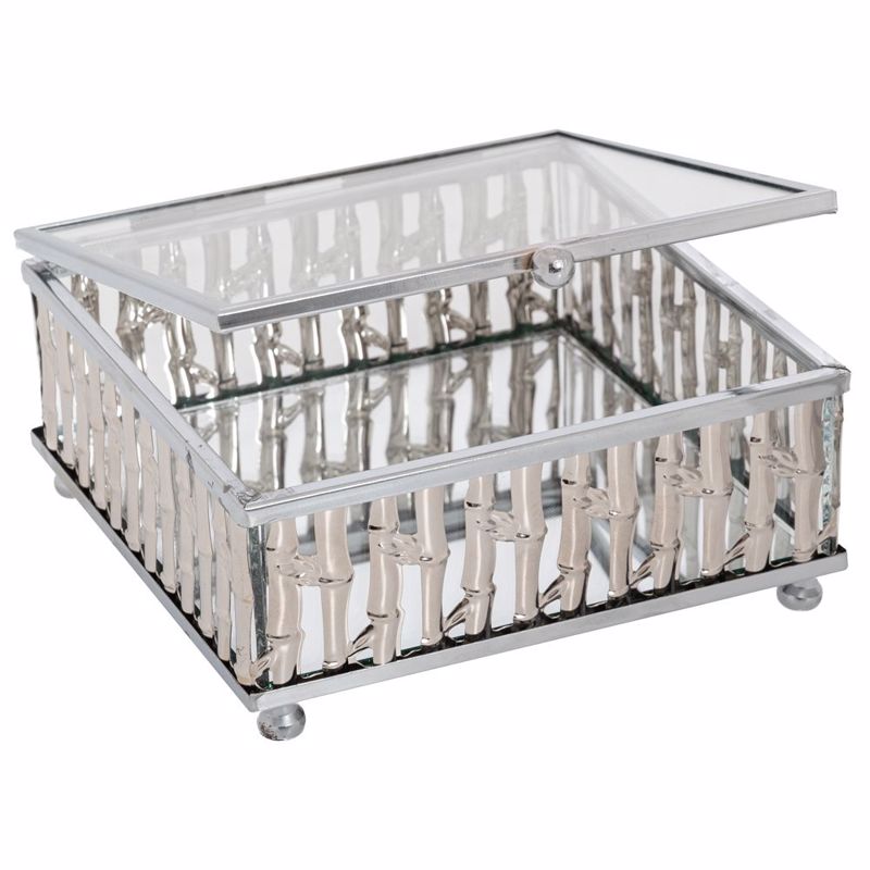 Iliadis Μπιζουτιέρα Μεταλλική Ασημί με Καθρέπτη 12x12x5