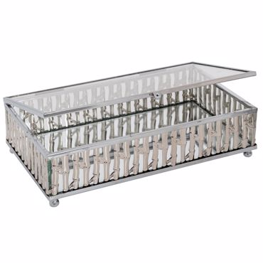 Iliadis Μπιζουτιέρα Μεταλλική Ασημί με Καθρέπτη 21x13x5cm 89410