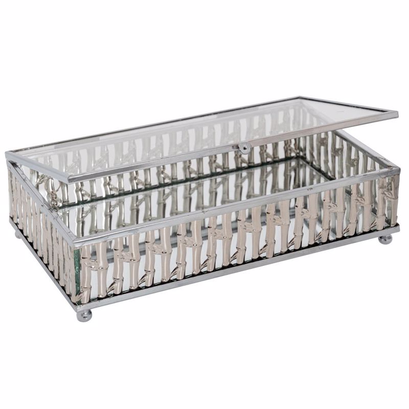 Iliadis Μπιζουτιέρα Μεταλλική Ασημί με Καθρέπτη 21x13x5