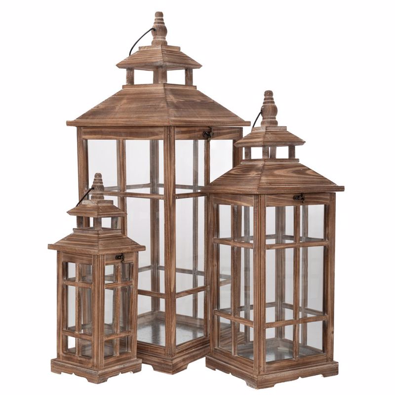 Iliadis Σετ των 3 Φανάρι Ξύλινο Καφέ 31.5x31.5x81.5cm 8