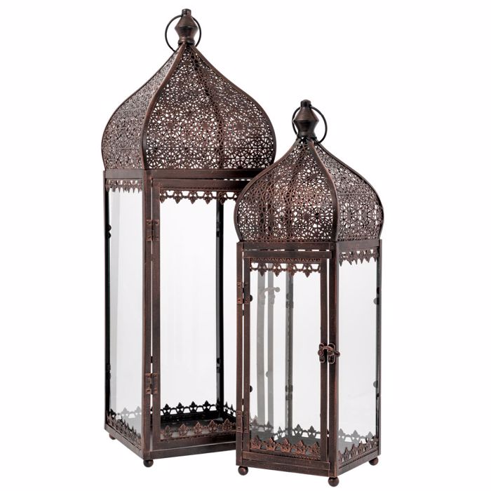 Iliadis Set ton 2 Fanari Mavro Metalliko me Diatriti Orofi 21.5x21.5x67.5cm 89545