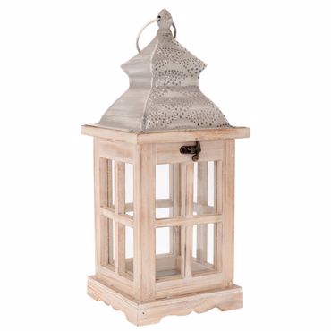 Iliadis Φανάρι Ξύλινο Καφέ με Γκρι Μεταλλική Οροφή 15x15x36cm 89551