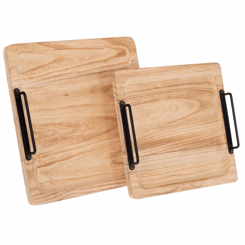 Iliadis Σετ των 2 Δίσκοι Ξύλινοι Φυσικοί με Μαύρα Μεταλ