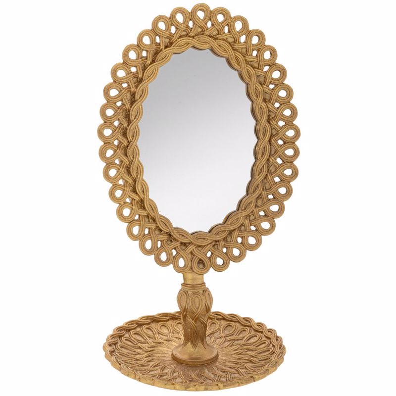 Iliadis Επιτραπέζιος Καθρέπτης Σκαλιστός Resin Χρυσός V