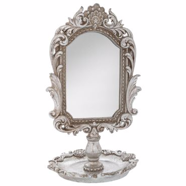 Iliadis Επιτραπέζιος Καθρέπτης Σκαλιστός Resin Ασημί 16x15.5x27cm 89727