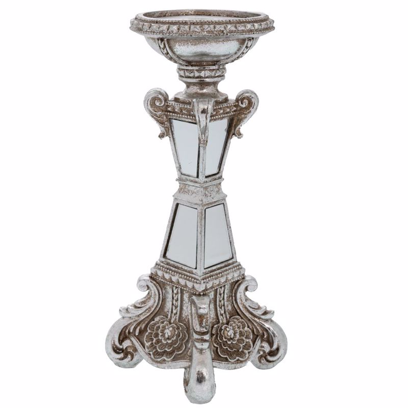 Iliadis Κηροπήγιο Resin Ασημί Vintage 10x10x26cm 89728