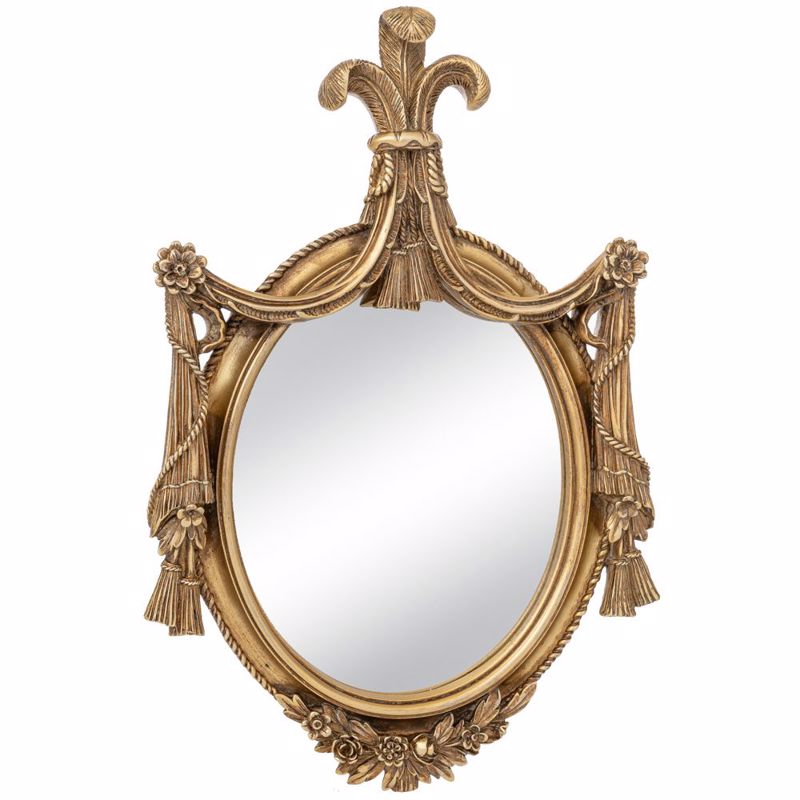 Iliadis Καθρέπτης Τοίχου Σκαλιστός Οβάλ Resin Μπρονζέ 3