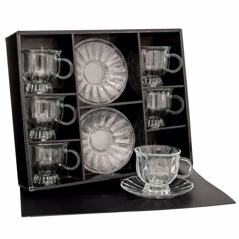 Υαλικά agiovlasitishome - ΣΗΜΑΝΤΙΚΟ: Σε περίπτωση διαφοράς τιμής από το κατάστημα ισχύει παντα και μόνο η τιμή του καταστήματος Iliadis Σετ των 6 Φλιτζάνι με Πιατάκι 13cm Γυάλινο Διάφ