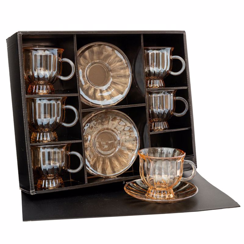 Υαλικά agiovlasitishome - ΣΗΜΑΝΤΙΚΟ: Σε περίπτωση διαφοράς τιμής από το κατάστημα ισχύει παντα και μόνο η τιμή του καταστήματος Iliadis Σετ των 6 Φλιτζάνι με Πιατάκι 13cm Γυάλινο Μελί