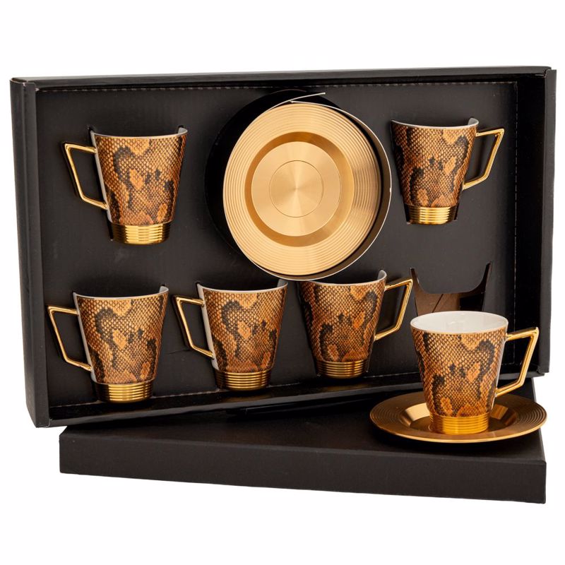 Υαλικά agiovlasitishome - ΣΗΜΑΝΤΙΚΟ: Σε περίπτωση διαφοράς τιμής από το κατάστημα ισχύει παντα και μόνο η τιμή του καταστήματος Iliadis Σετ των 6 Φλιτζάνι με Πιατάκι Χρυσό με Φιδίσιο