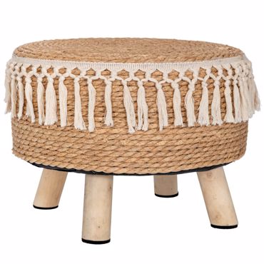 Iliadis Σκαμπό Πλεκτό Καφέ Natural με Κρόσσια Φ28x40cm 90096