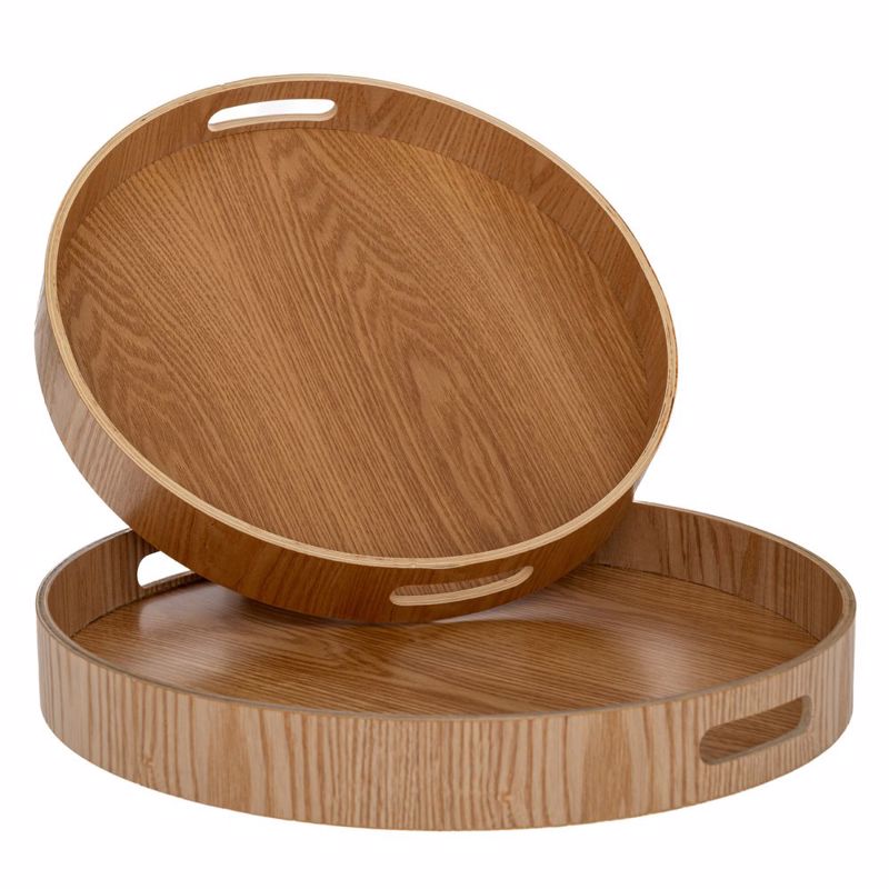 Iliadis Σετ των 2 Στρογγυλός Δίσκος Ξύλινος Καφέ Φ35x5cm/Φ40x5cm 90231