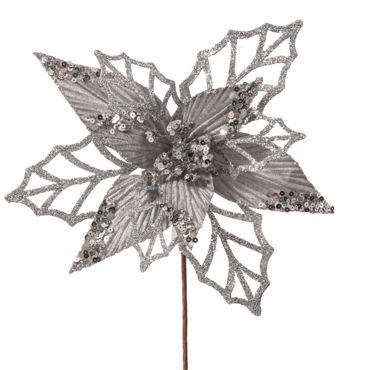Iliadis Λευκό-Ασημί Αλεξανδρινό Κλαδί με GLitter Φ26x45cm 90697