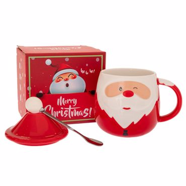 Iliadis Κούπα Κεραμική Κόκκινη ''Αϊ-Βασίλης'' με Καπάκι σε Κουτί 91486