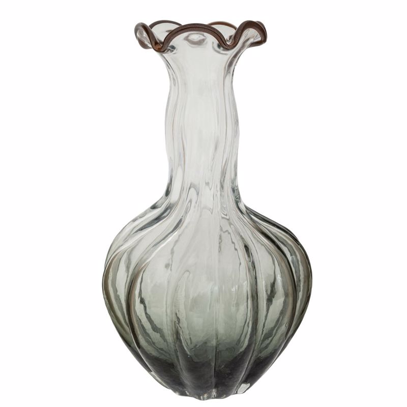 Iliadis Βάζο Γυάλινο Διάφανο/Γκρι με Ψηλό Λαιμό Φ25x42c