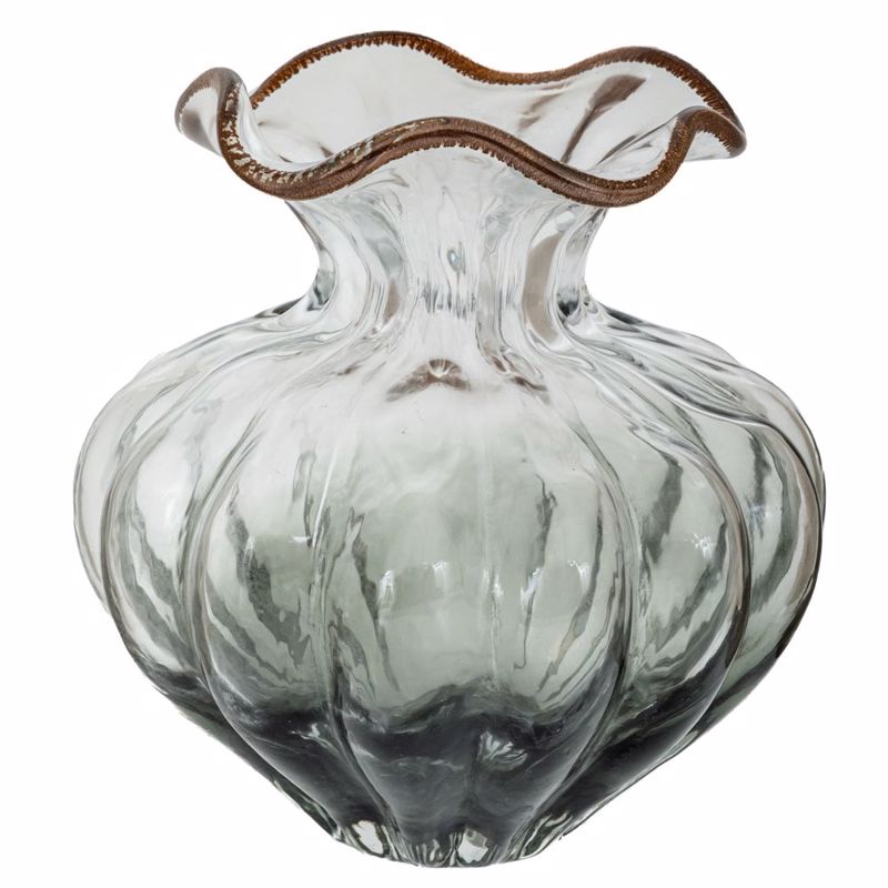 Iliadis Βάζο Γυάλινο Διάφανο/Γκρι Φ24x24cm 91631