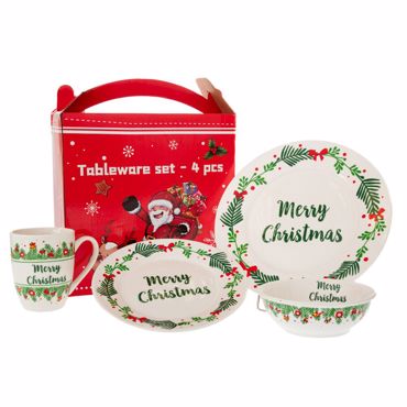  ΣΕΤ 4 ΚΕΡΑΜΙΚΟ ΣΕΡΒΙΤΣΙΟ MERRY CHRISTMAS