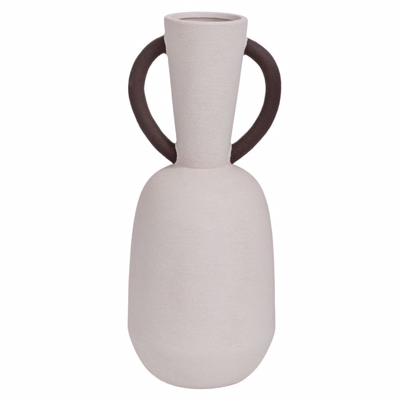 Iliadis Βάζο Κεραμικό Μπεζ με Καφέ Χερούλια 20x20x48cm 