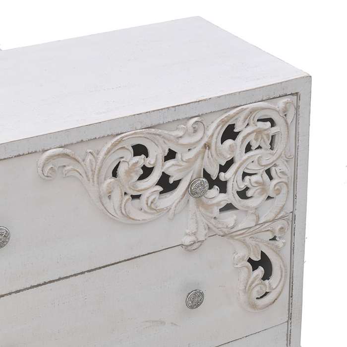 Inart Συρταριέρα Ξύλινη Αντικέ Λευκή 76X36X80 3-50-090-0310 Inart Surtariera Xulini Antike Lefki 76X36X80 3-50-090-0310