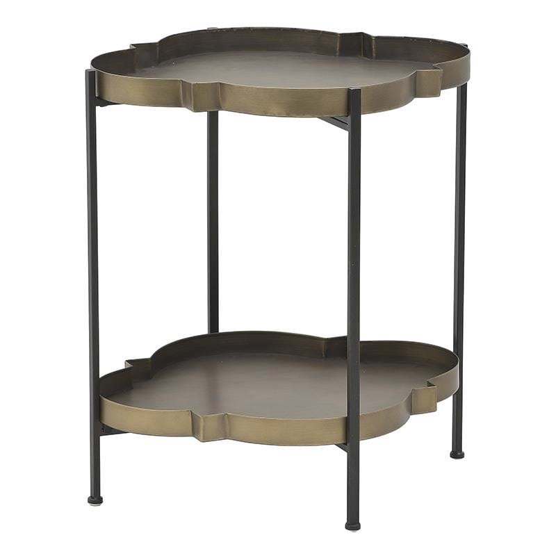 Inart Βοηθητικό Τραπεζάκι Μεταλλικό Αντικέ Χρυσό/Μαύρο 