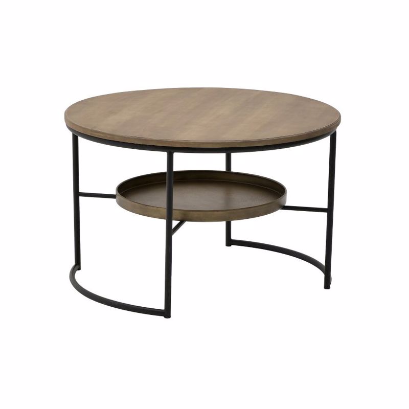 Inart Τραπέζι Σαλονιού Μεταλλικό/Ξύλινο Αντικέ Χρυσό/Μα