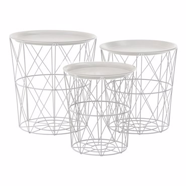 INART ΣΕΤ 3 ΤΡΑΠΕΖΙ ΚΑΛΑΘΙ ΑΠΟΘΗΚΕΥΣΗΣ ΜΕΤΑΛΛΙΚΟ ΛΕΥΚΟ Δ40Χ44EK