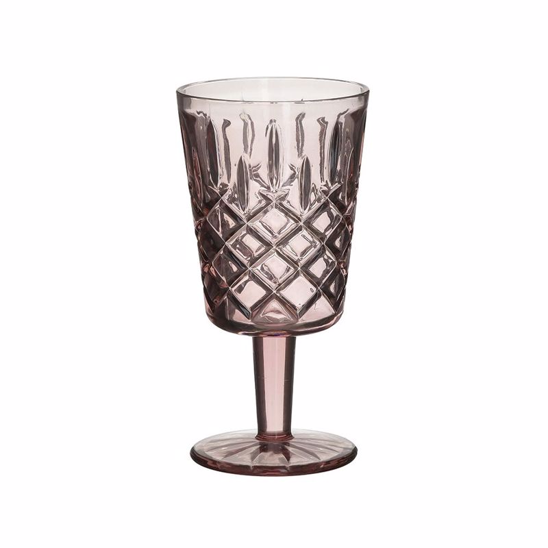 Inart Σετ των 6 Ποτήρι Κρασιού Γυάλινο Ροζ 300cc Φ9Χ16.