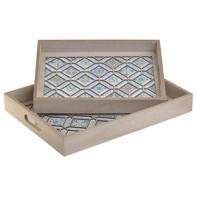 INART ΣΕΤ ΤΩΝ 2 ΔΙΣΚΟΣ ΞΥΛΙΝΟΣ NATURAL/ΛΕΥΚΟ 40X30X5 3-70-151-0261