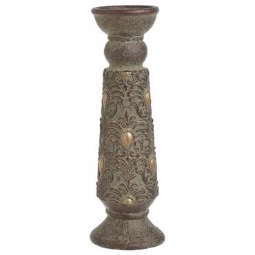 Inart Κηροπήγιο Τσιμεντένιο Αντικέ/Μπεζ/Μπρονζέ Δ11Χ35 3-70-259-0033