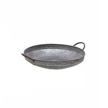 Inart Διακοσμητικός Δίσκος Μεταλλικός Γκρι Σκουριά Φ40x7cm (Μέγεθος: Large)