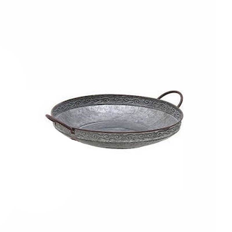 Inart Διακοσμητικός Δίσκος Μεταλλικός Γκρι Σκουριά Φ40x