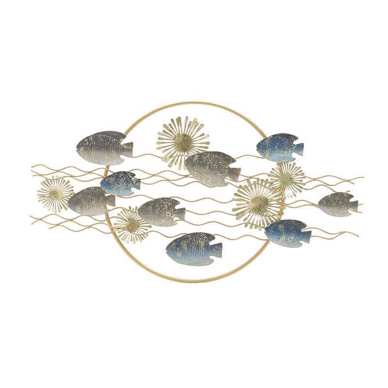 Inart Διακοσμητικό Τοίχου ”Ψάρια” Μεταλλικό 91x6x50cm 3-70-386-0178
